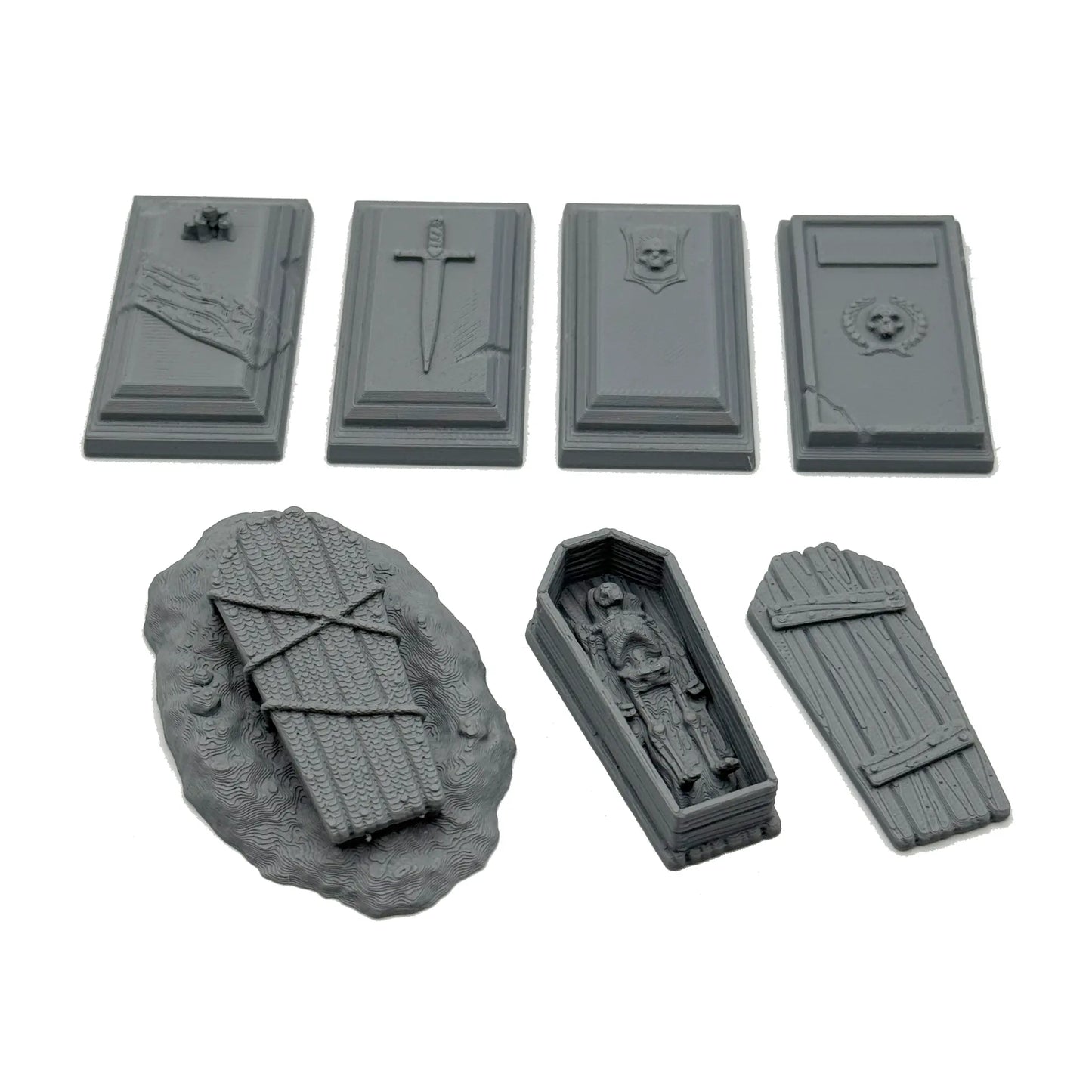 Coffins and gravestones